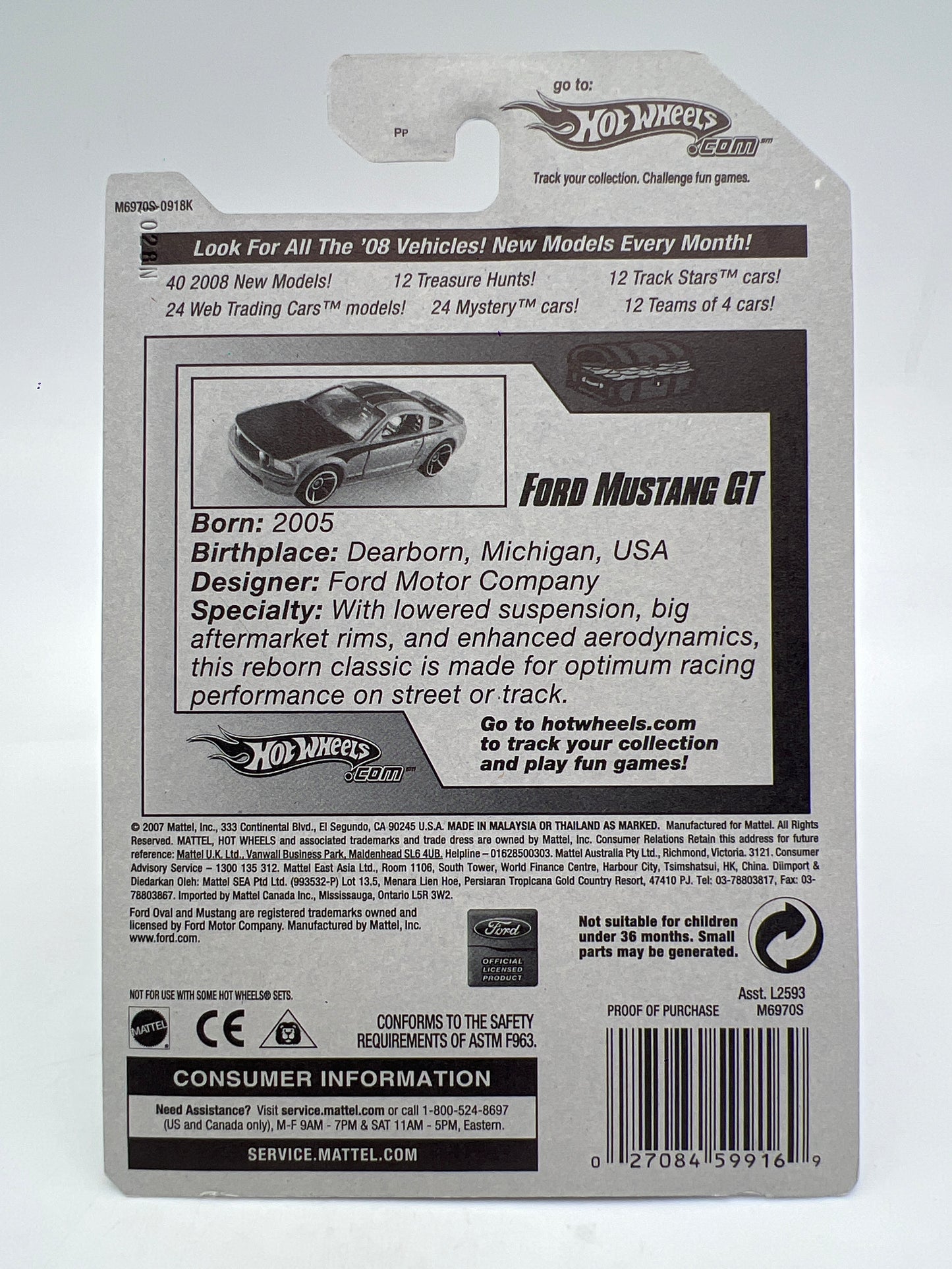 2008 Hot Wheels Factory Sealed Super Treasure Hunt #164 Ford Mustang GT Gold W/Protector
