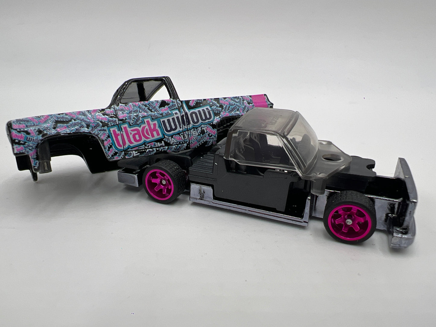 Hot Wheels 1/64 Unspun Custom 83 Chevy Silverado Black Widow Loose