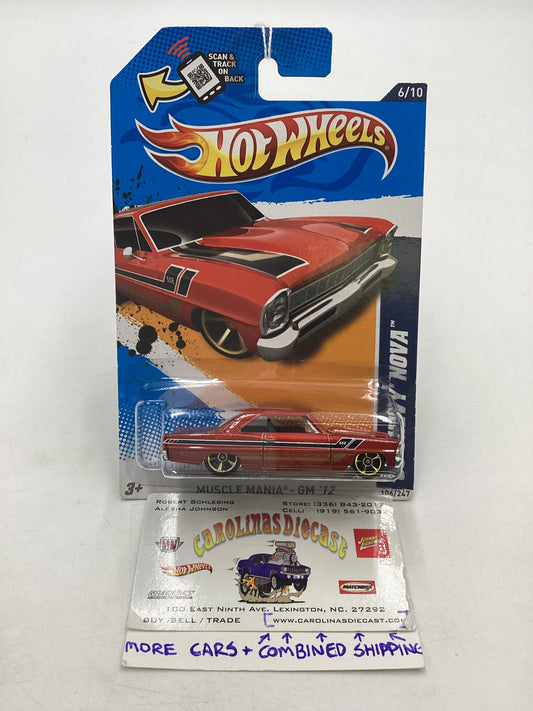 2012 Hot Wheels #106 66 Chevy Nova Burnt Orange 17B