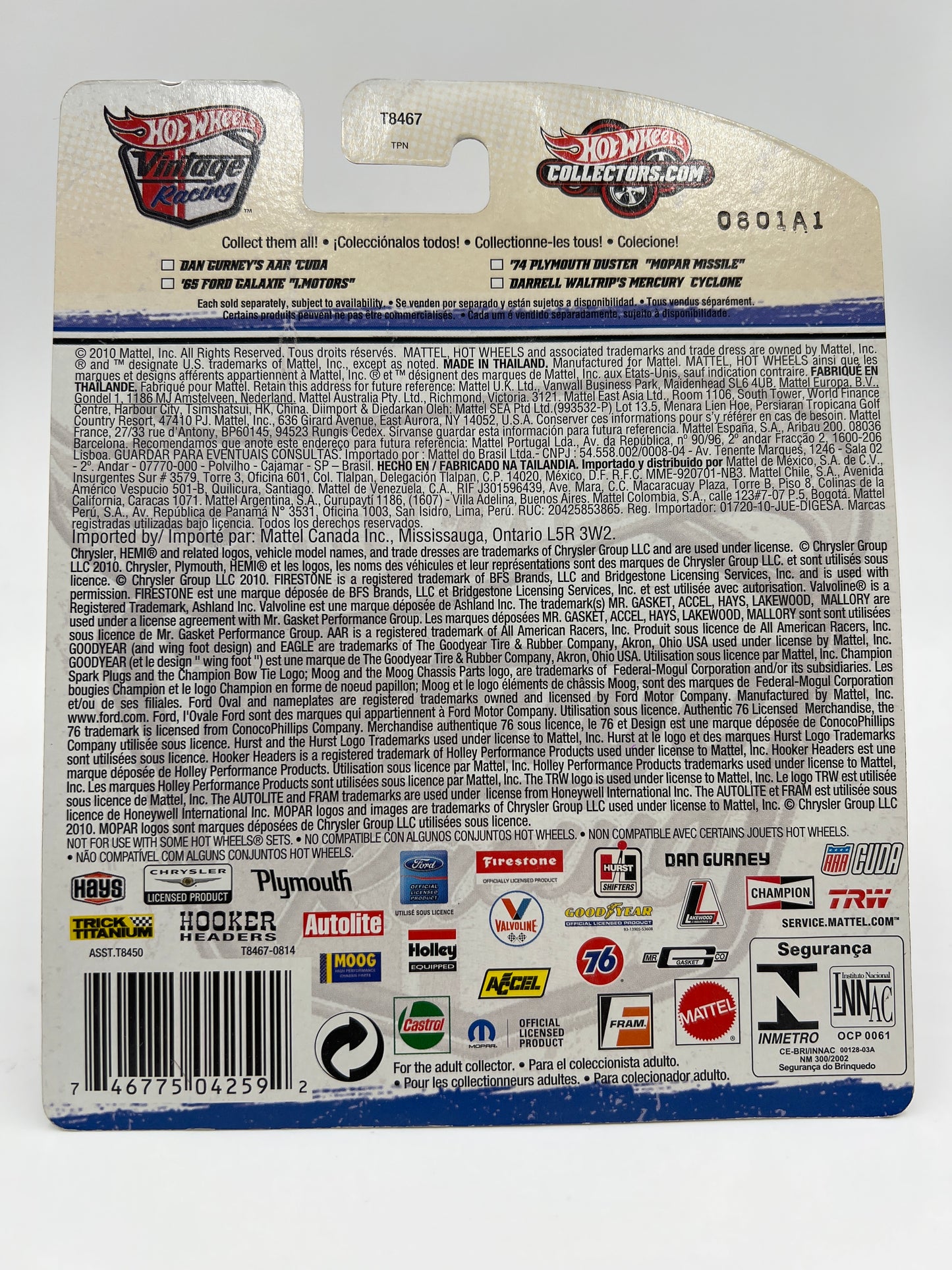 Hot Wheels Premium Vintage Racing #17 65 Ford Galaxie I. Motors Orange W/Protector