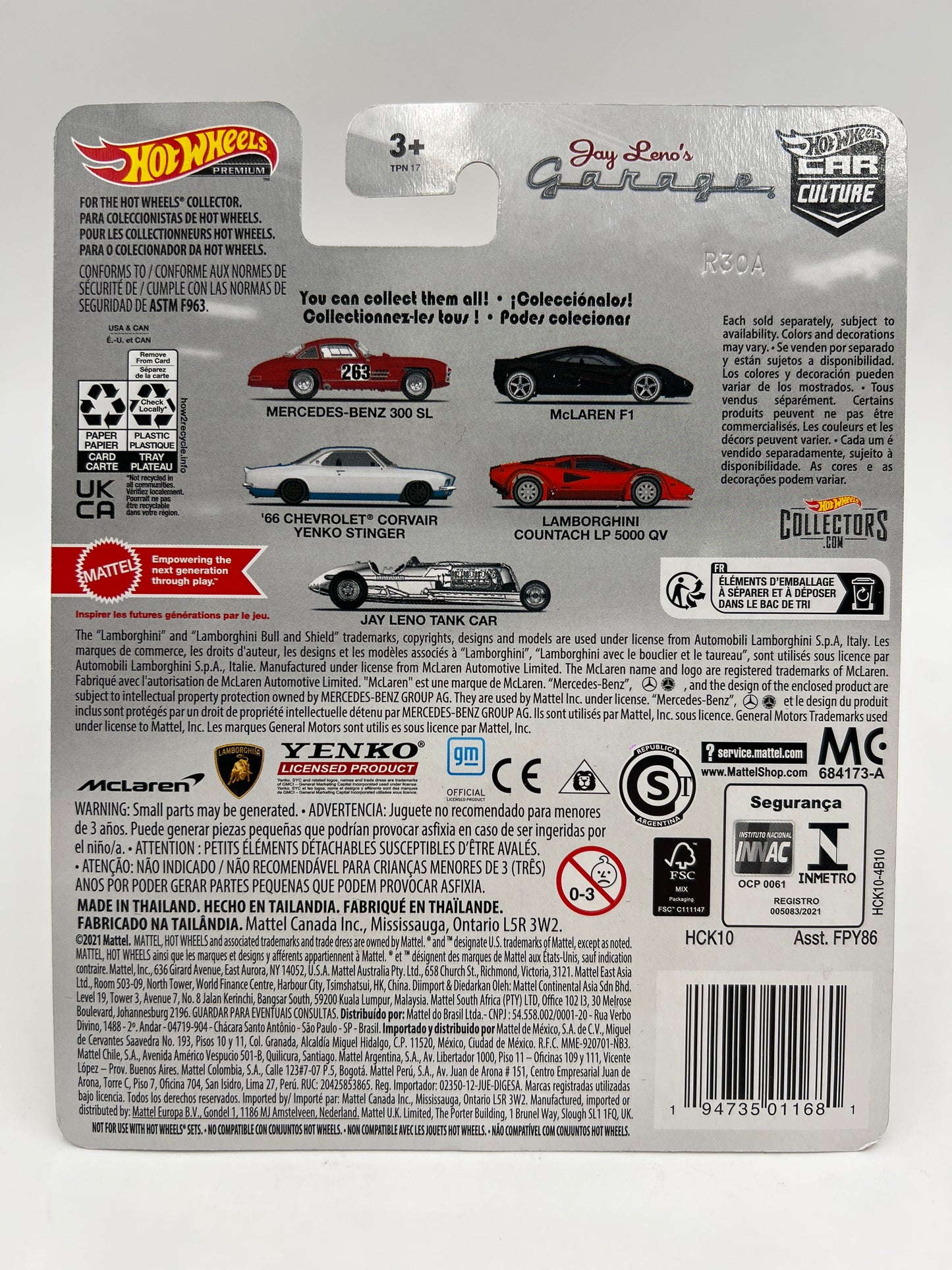 Hot Wheels Premium CHASE Jay Lenos Garage #0 Lamborghini Countach LP 5000 QV Black W/Protector