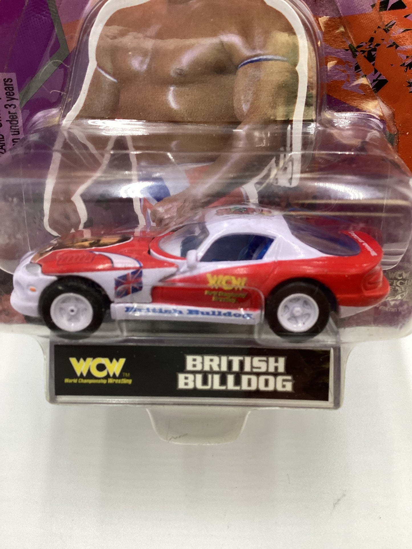 Racing Champions WCW Nitro Streetrods British Bulldog 96 Viper GTS White/Red *Cracked Blister* SR