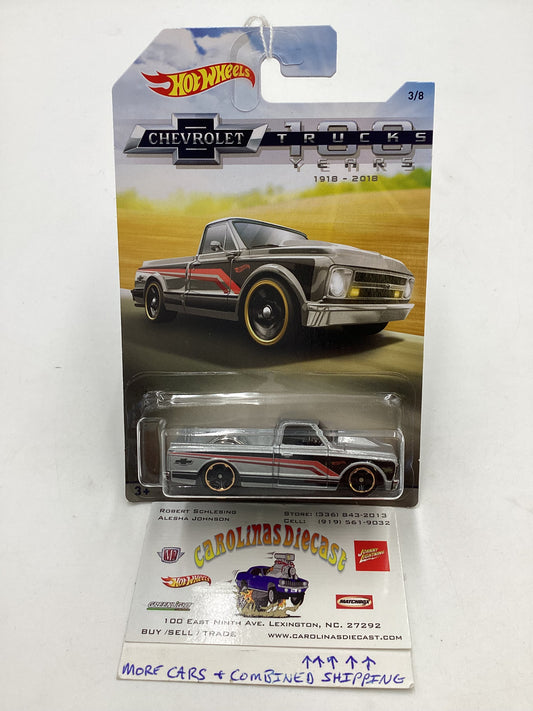 Hot Wheels Walmart 100 Years Chevy #3 67 Chevy C10 Silver card not perfect 161S