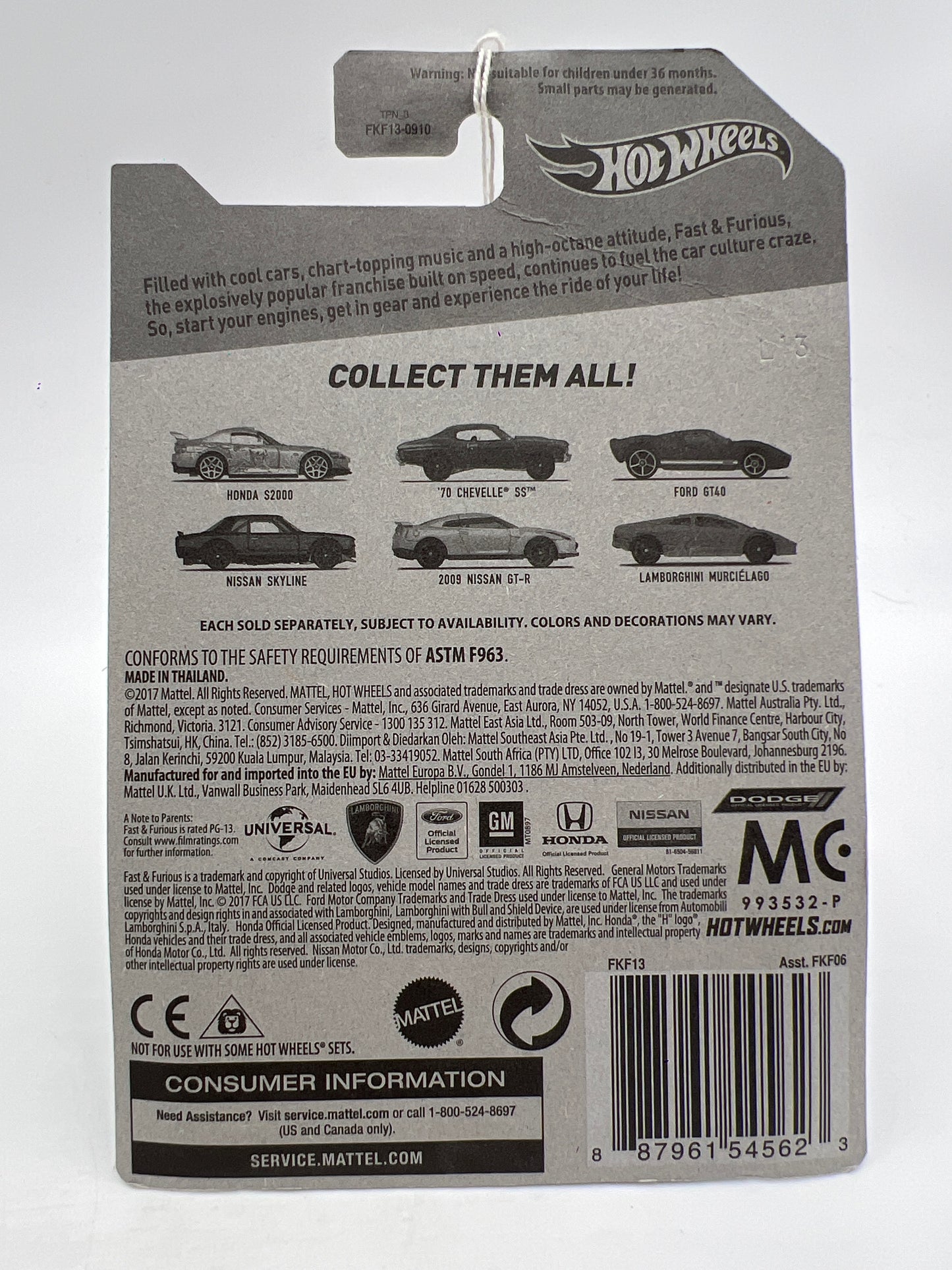 Hot Wheels Fast and Furious #4 Nissan Skyline Black Card Not Perfect 71E