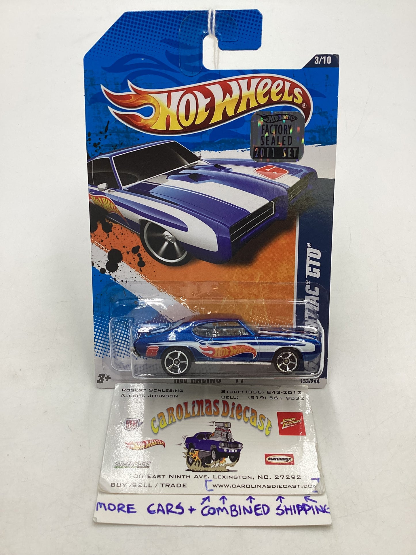 2011 Hot Wheels #153 69 Pontiac GTO Blue Factory Sealed 39C