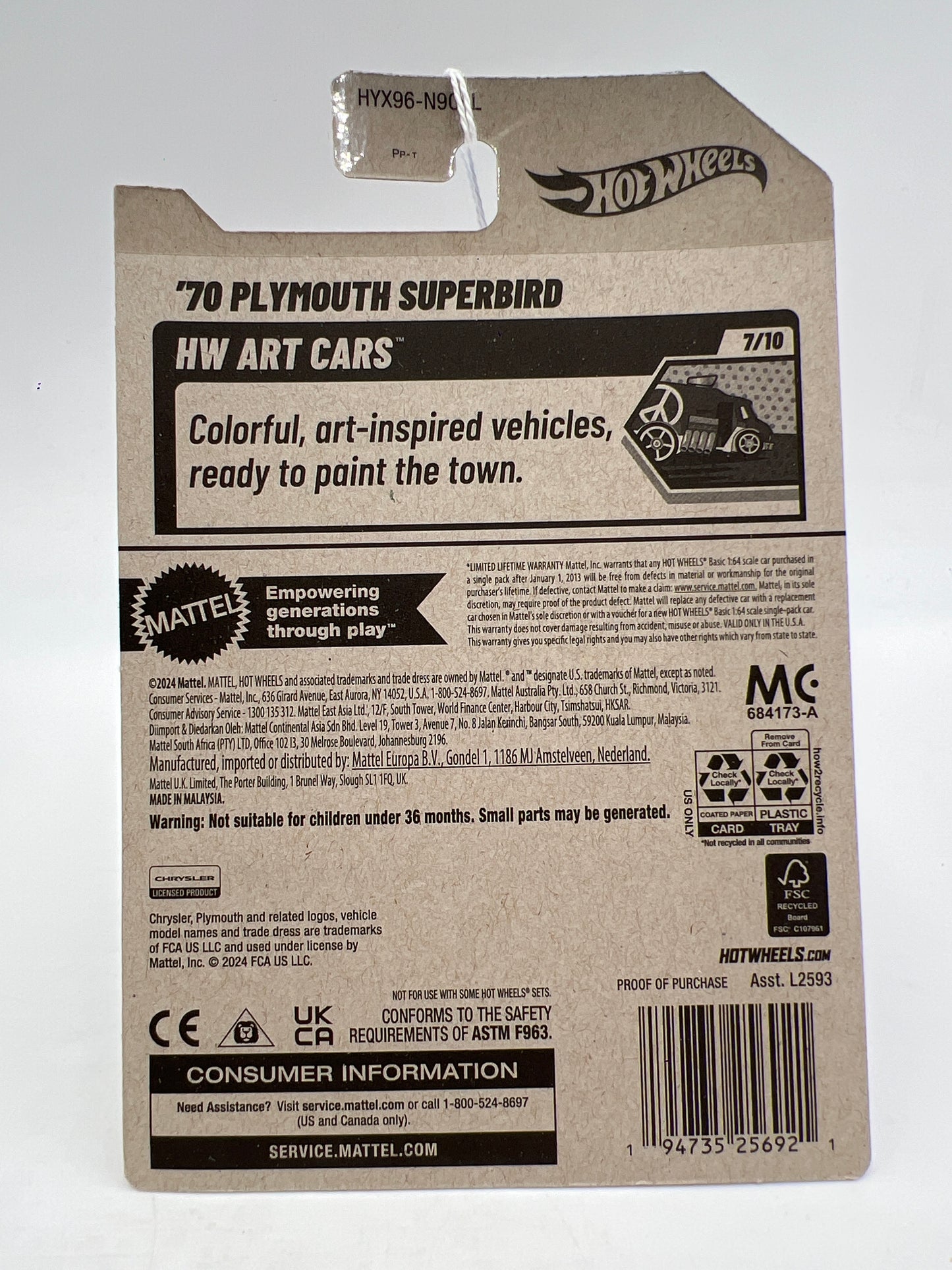 2025 Hot Wheels Art Cars #87 70 Plymouth Superbird Red 58E