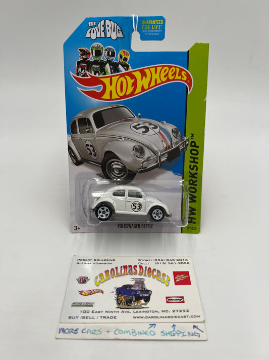 2014 Hot Wheels Workshop #191 Volkswagen Beetle The Love Bug White 117A