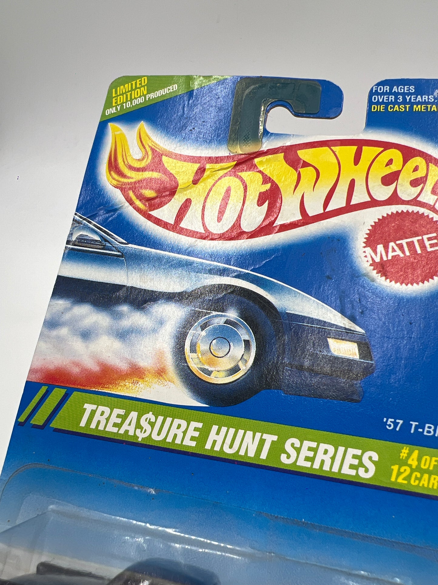 1995 Hot Wheels Treasure Hunt Series #4 Real Riders 57 T-Bird W/Protector Card Has Wrinkles