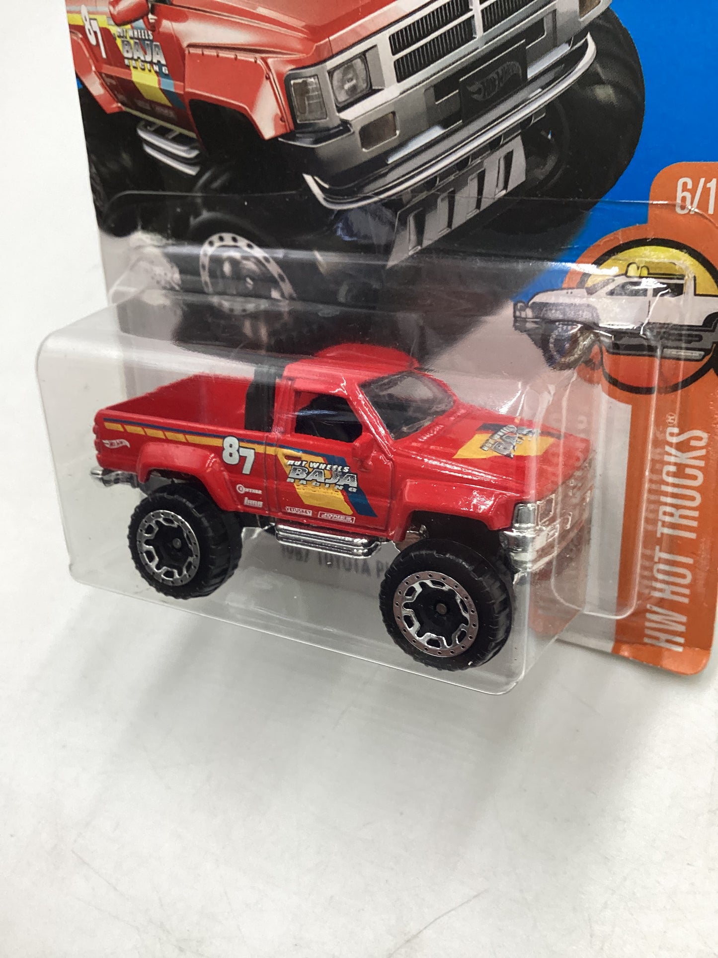 2017 Hot wheels #082 Red 1987 Toyota Pickup Truck 93C