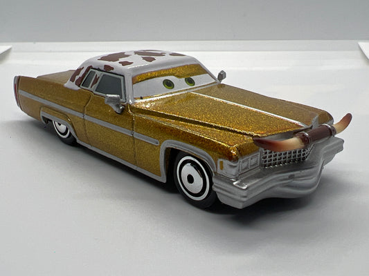 Disney Pixar Cars Tex Cadillac Coupe Deville Tex Dinoco Gold Loose