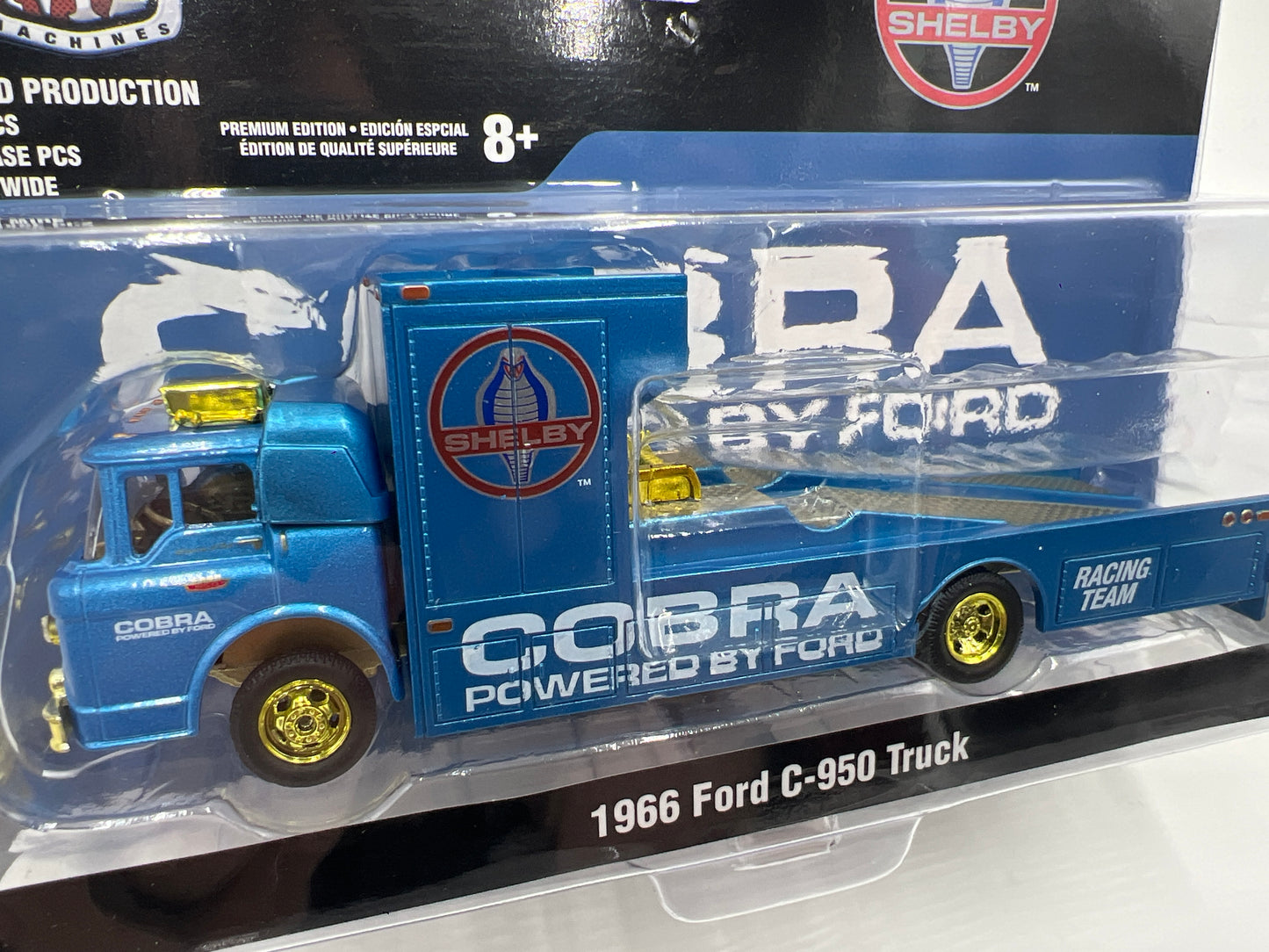M2 Machines CHASE Ramp Truck Cobra Racing Team 1966 Ford C-950 Truck Blue