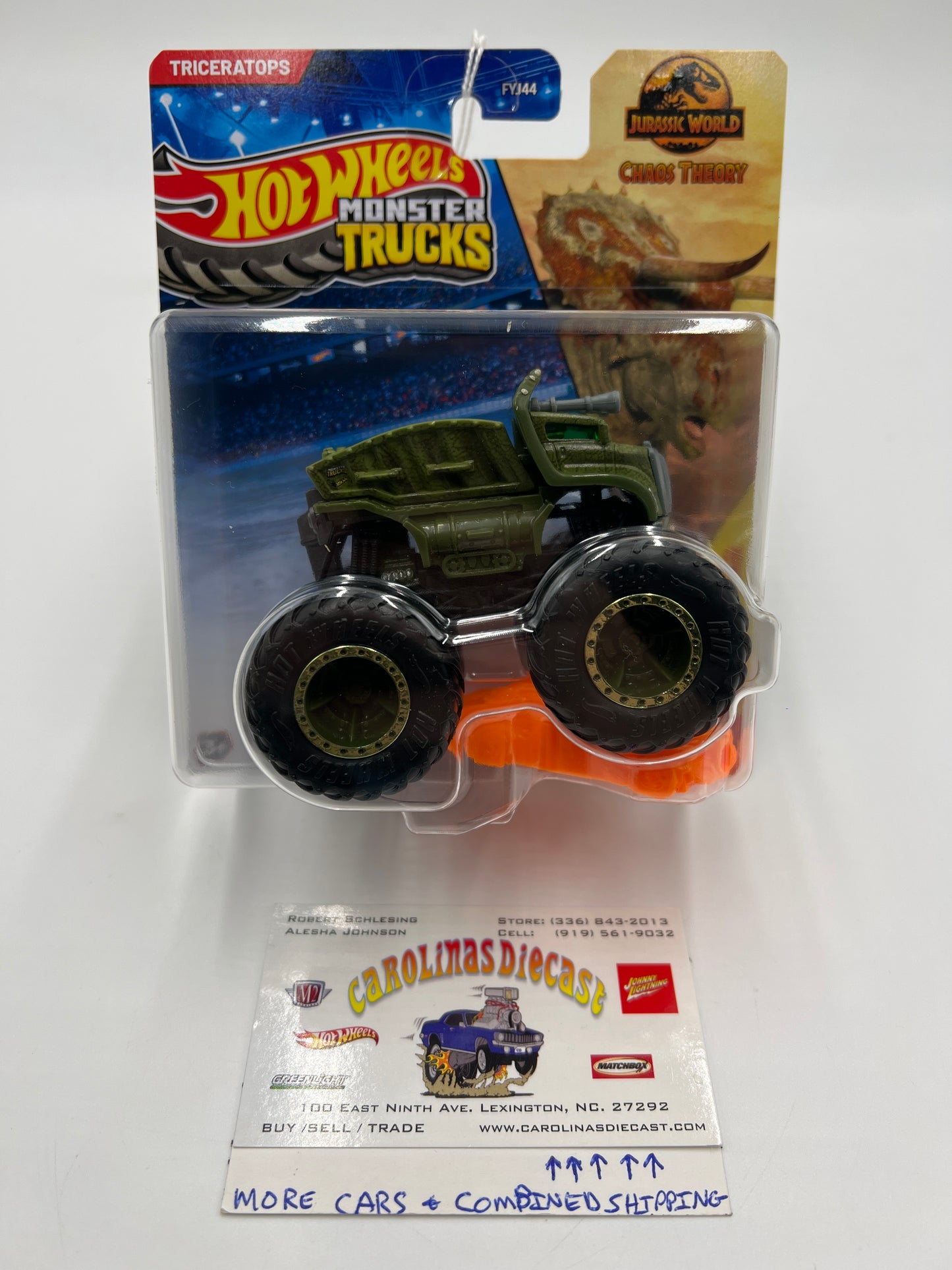 2025 Hot Wheels Monster Trucks Jurassic World Chaos Theory Triceratops Green 133E