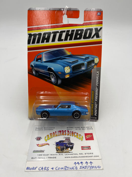 Matchbox #15 2011 Heritage Classics Pontiac Firebird Formula Blue 37G