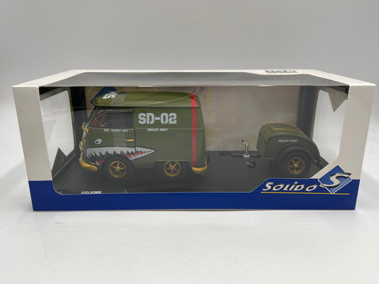 Solido 1:18 Scale Kool Kombi Army Fighter Matte Green W/Trailer