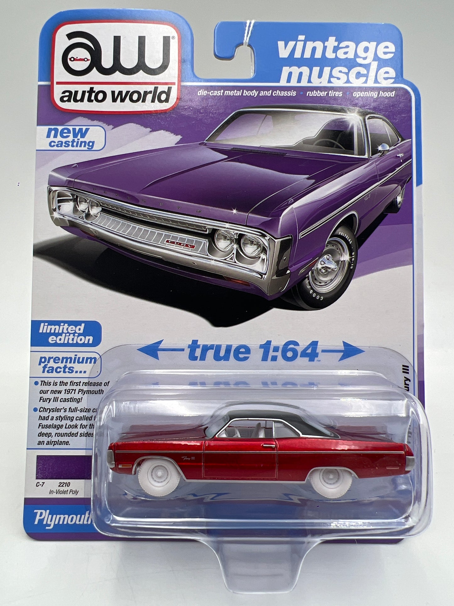 Auto World Ultra Red CHASE Vintage Muscle Release 3 Version B 1971 Plymouth Fury III Red