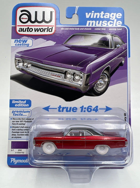 Auto World Ultra Red CHASE Vintage Muscle Release 3 Version B 1971 Plymouth Fury III Red