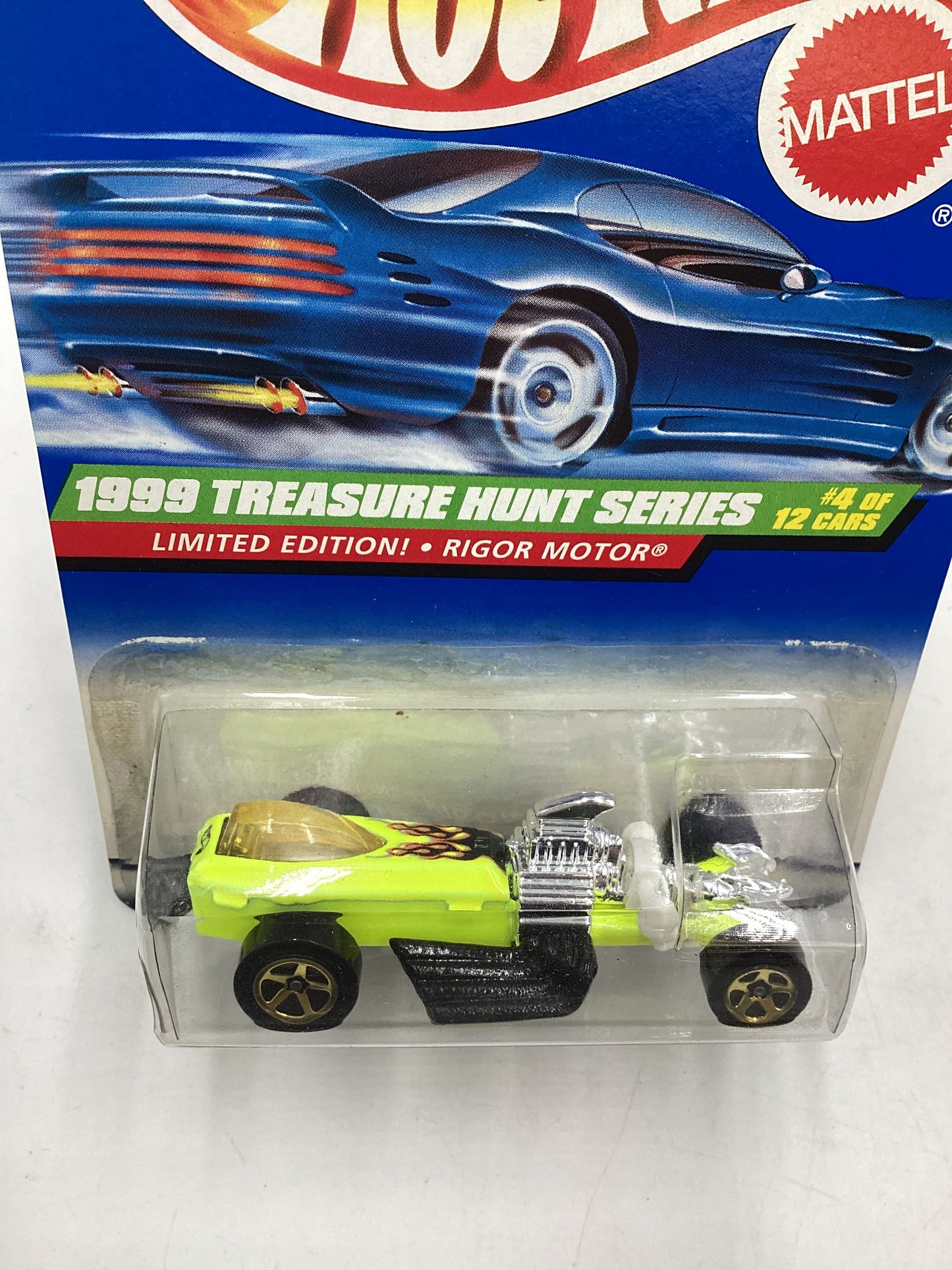 1999 Hot Wheels Treasure Hunt Series 4/12 Rigor Motor #932 (Cracked Blister) 277O