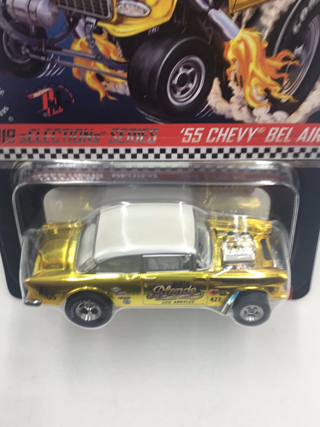 Hot wheels 2019 Selections Series redline club 55 Chevy Bel Air Gasser with protector