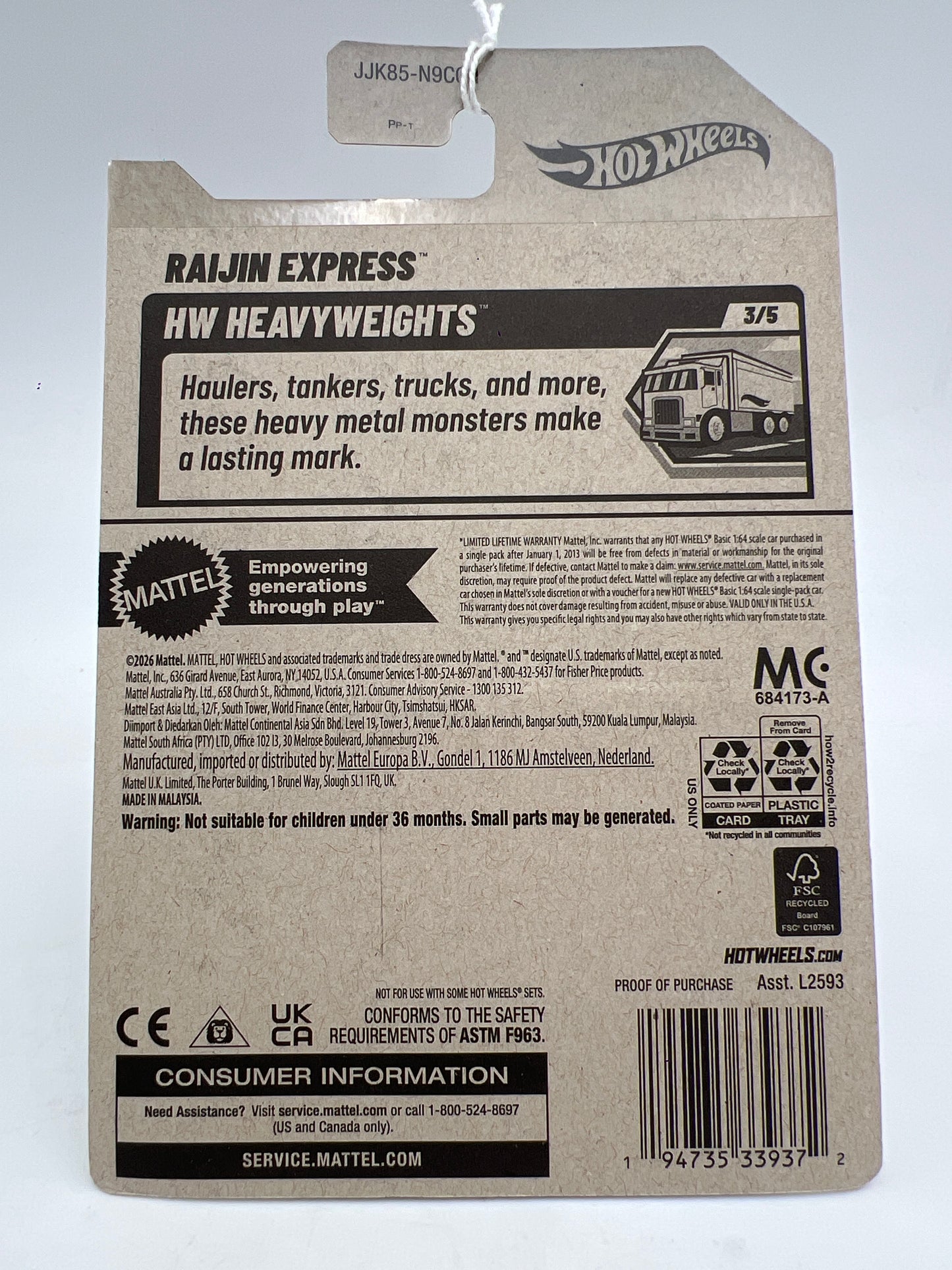 2026 Hot Wheels H Case #57 Raijin Express Black VV2