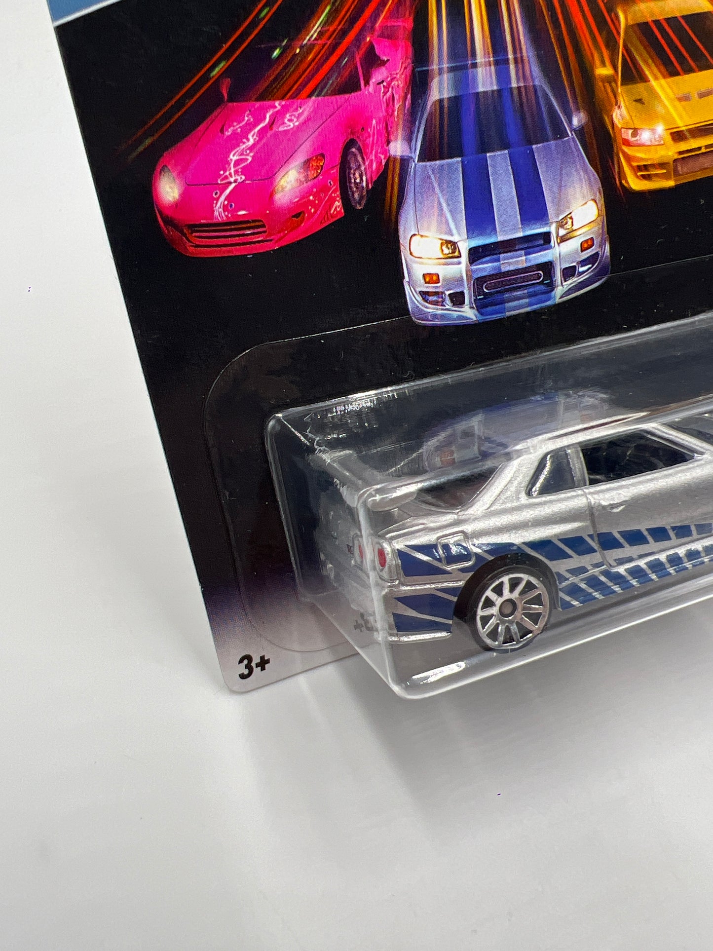 2016 Hot Wheels Fast & Furious #2 Nissan Skyline GT-R R34 Silver W/Protector Cracked Blister