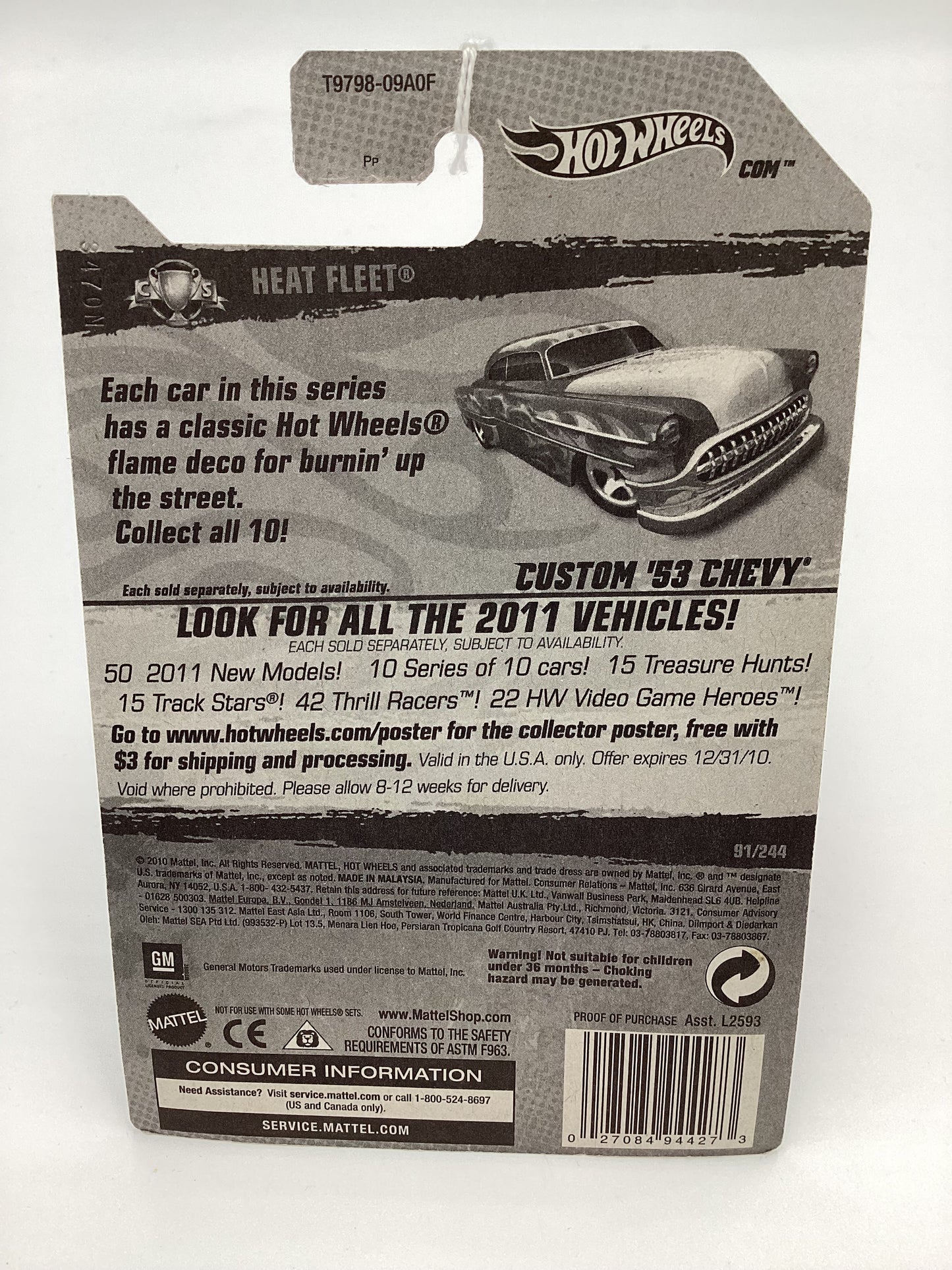 2011 Hot Wheels Heat Fleet #91 Red Custom 53 Chevy 11C