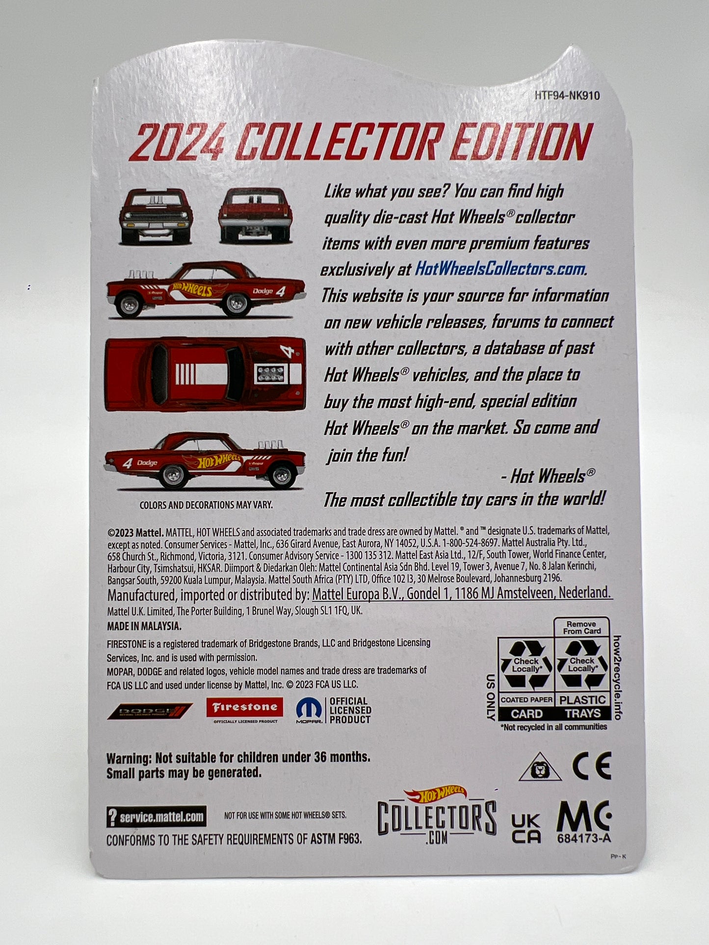 2024 Hot Wheels RLC Collector Edition Mail In #4 65 Dodge Coronet Red W/Protector