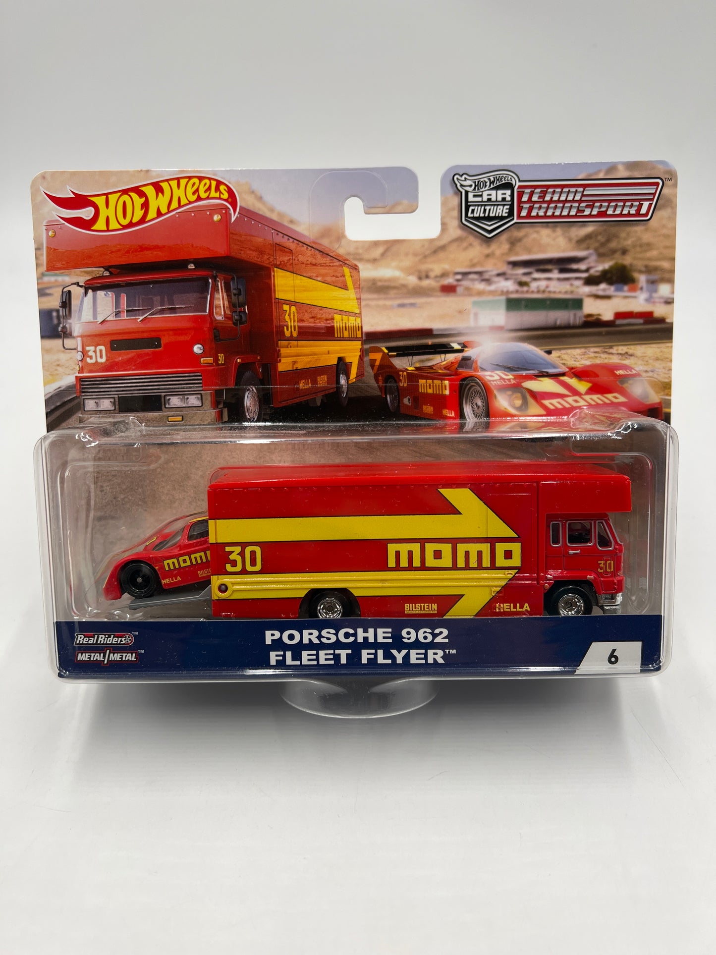 Hot Wheels Team Transport #6 Porsche 962 & Fleet Flyer W/Protector