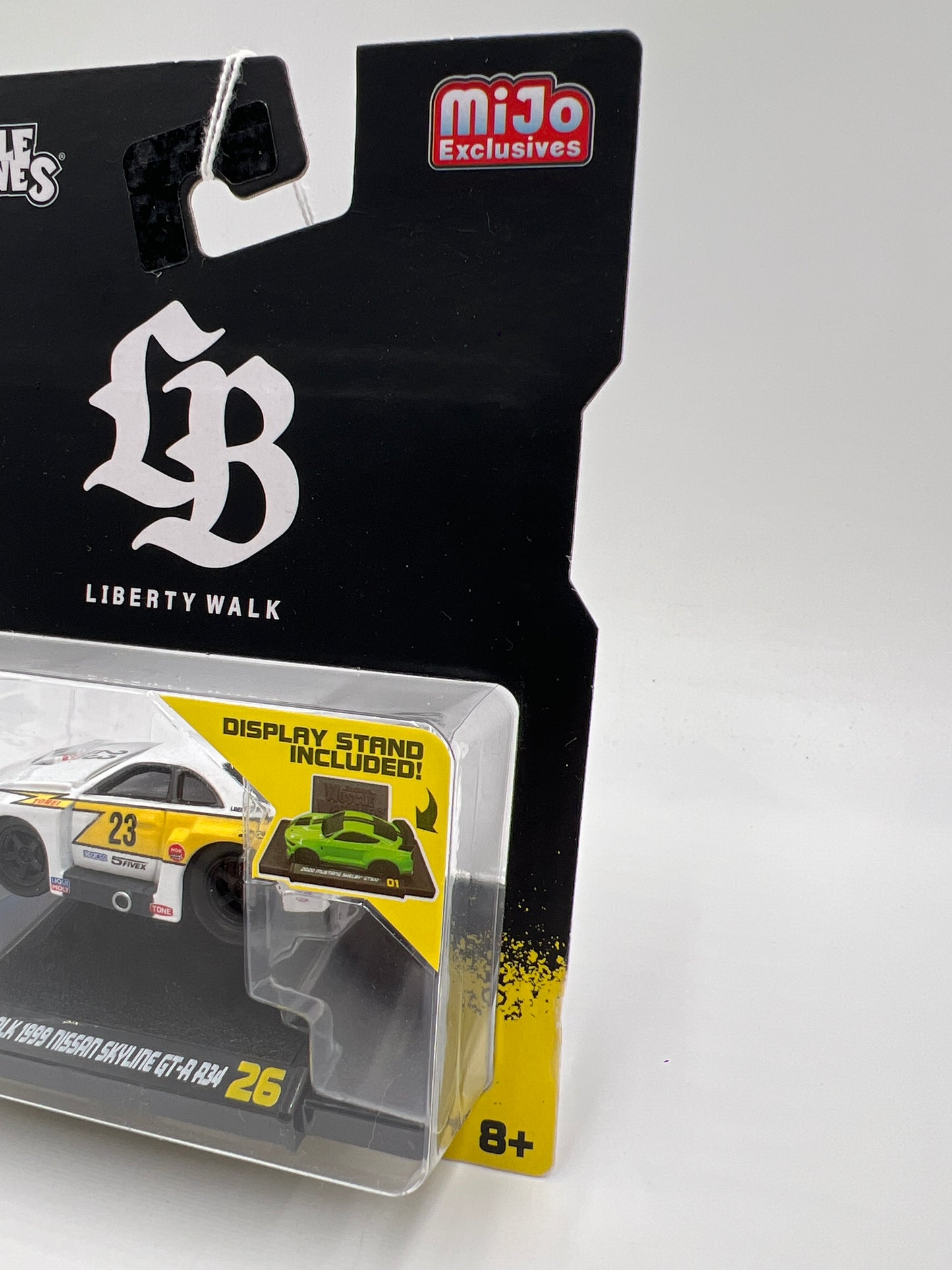 Muscle Machines Mijo Exclusives Liberty Walk #26 1999 Nissan Skyline GT-R R34 White/Yellow SR