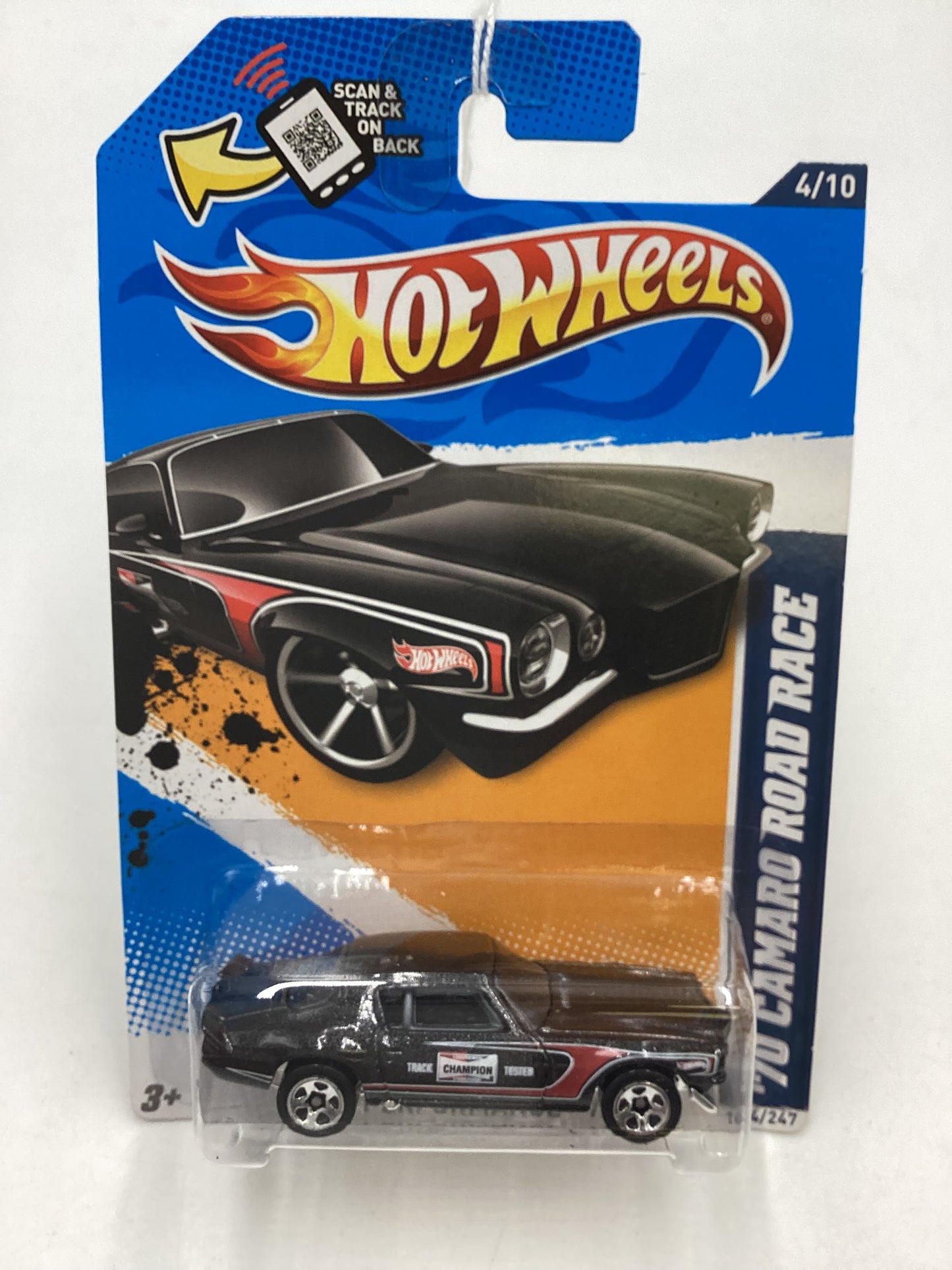 2012 Hot Wheels #144 Black 70 Camaro Road Race 6E