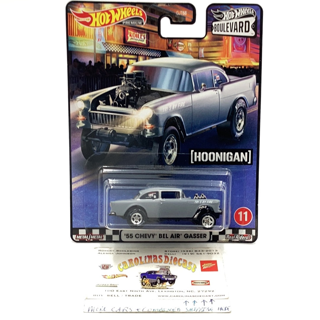 Hot Wheels Boulevard #11 55 Chevy Bel Air gasser Hoonigan chrome