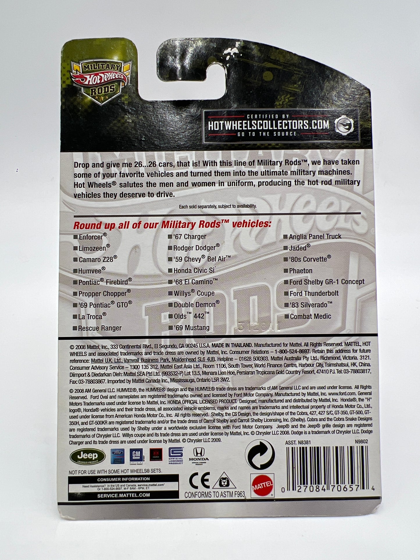 Hot Wheels Military Rods #3 Camaro Z28 Gray W/Protector