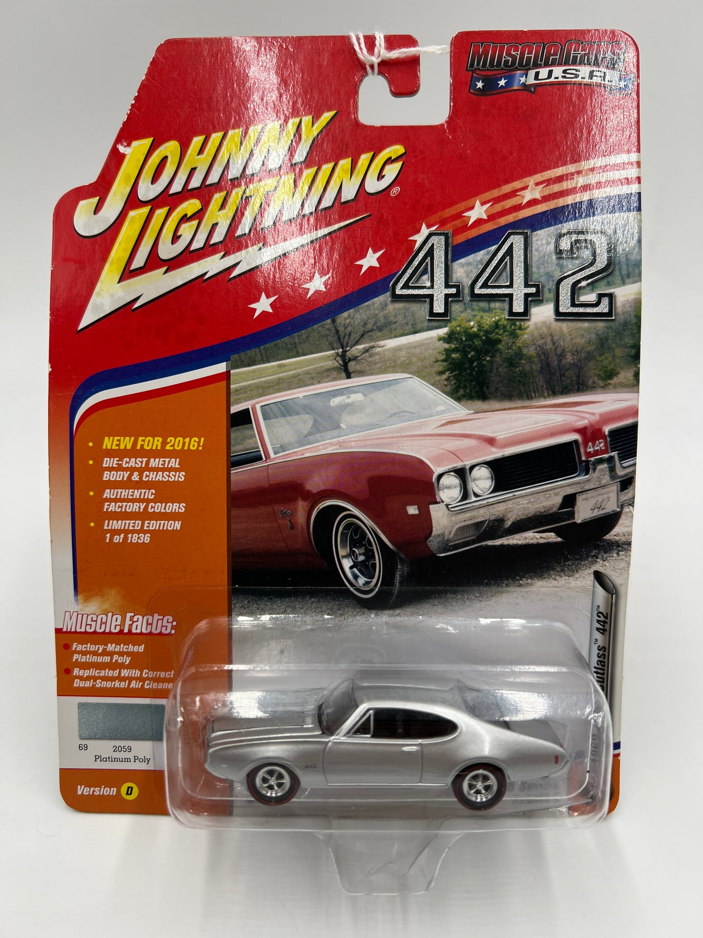 Johnny Lightning Muscle Cars USA #12 Release 2 Version D 1/1836 1969 Olds Cutlass 442 Silver VHTF