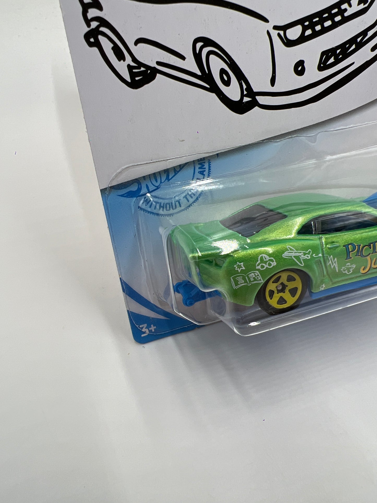 Hot Wheels Kroger Exclusive #149 10 Pro Stock Camaro Green Pictionary Jr Sketch Card W/Protector