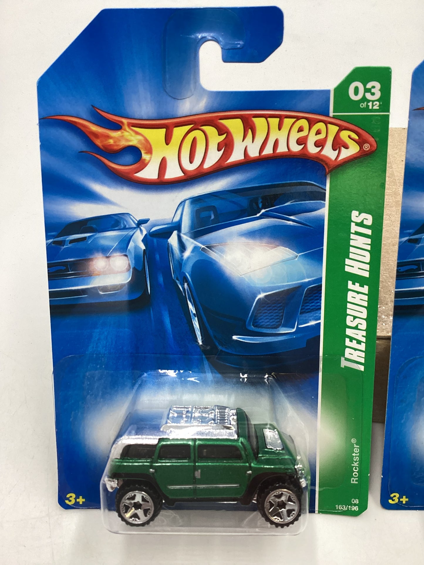 2008 Hot Wheels Super Treasure Hunt + Treasure Hunt Rockster Green #163 with protector