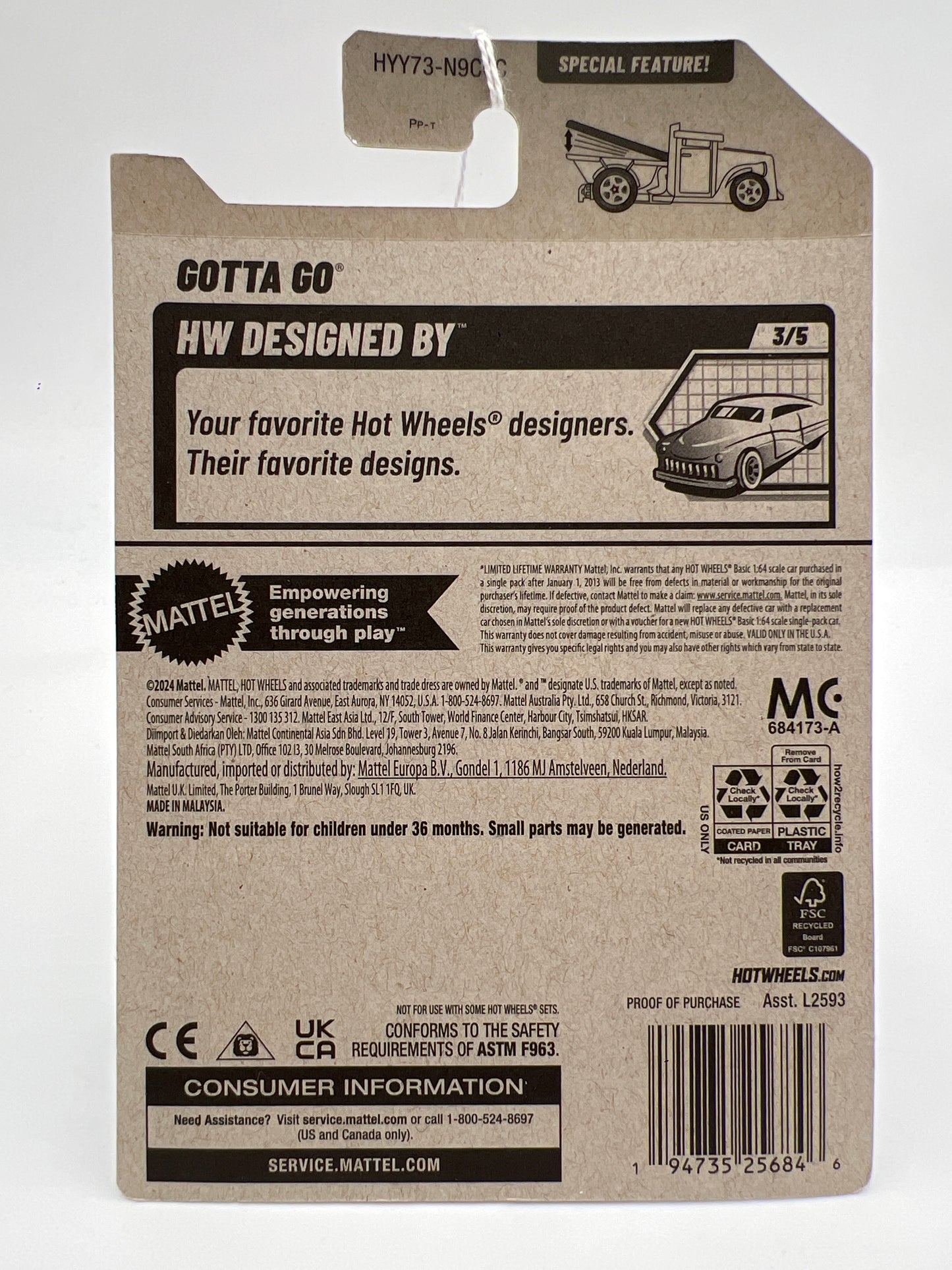 2025 Hot Wheels C Case #84 Gotta Go Black/Orange 115G