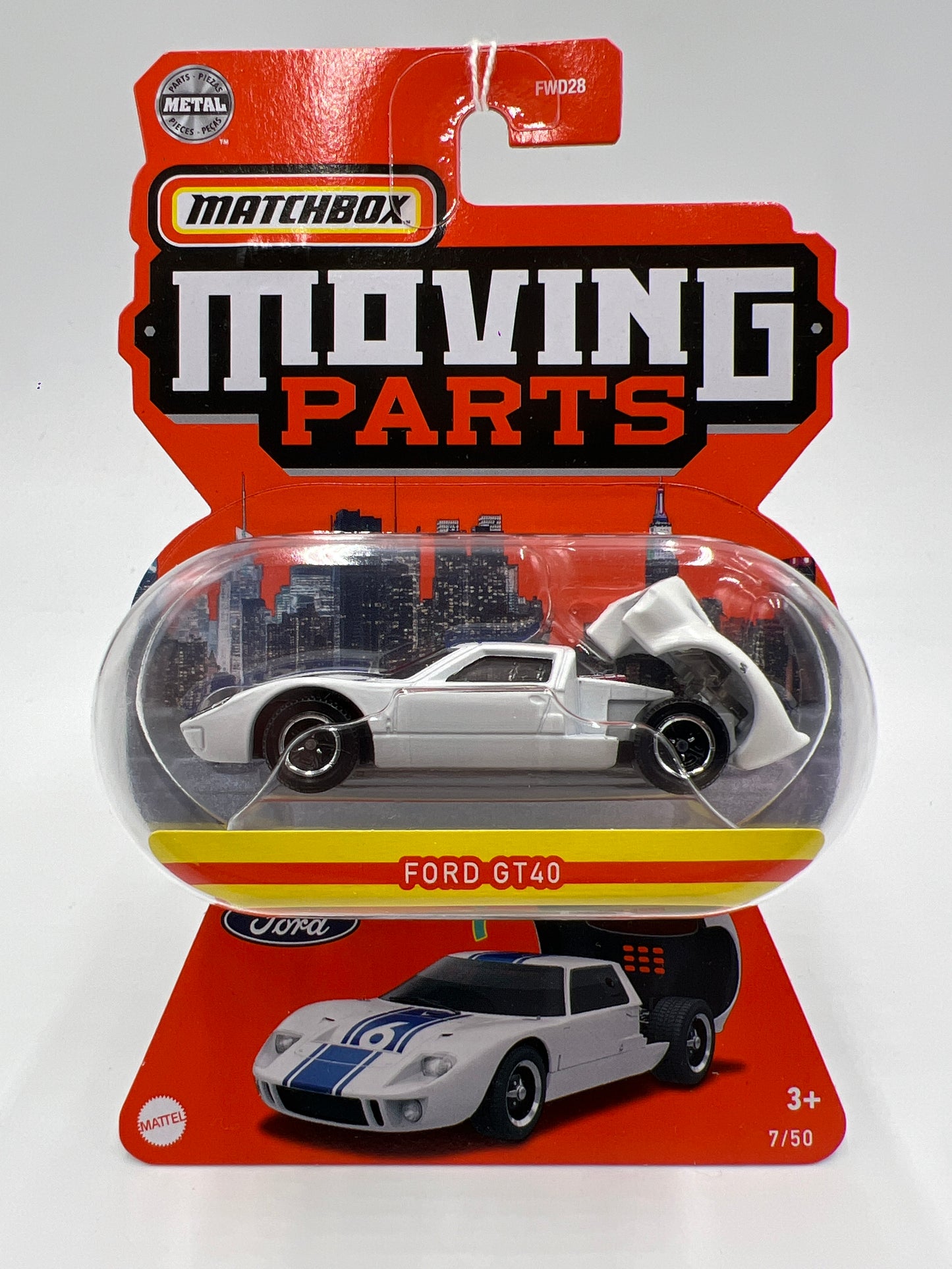Matchbox Moving Parts #7 Ford GT40 White 163D