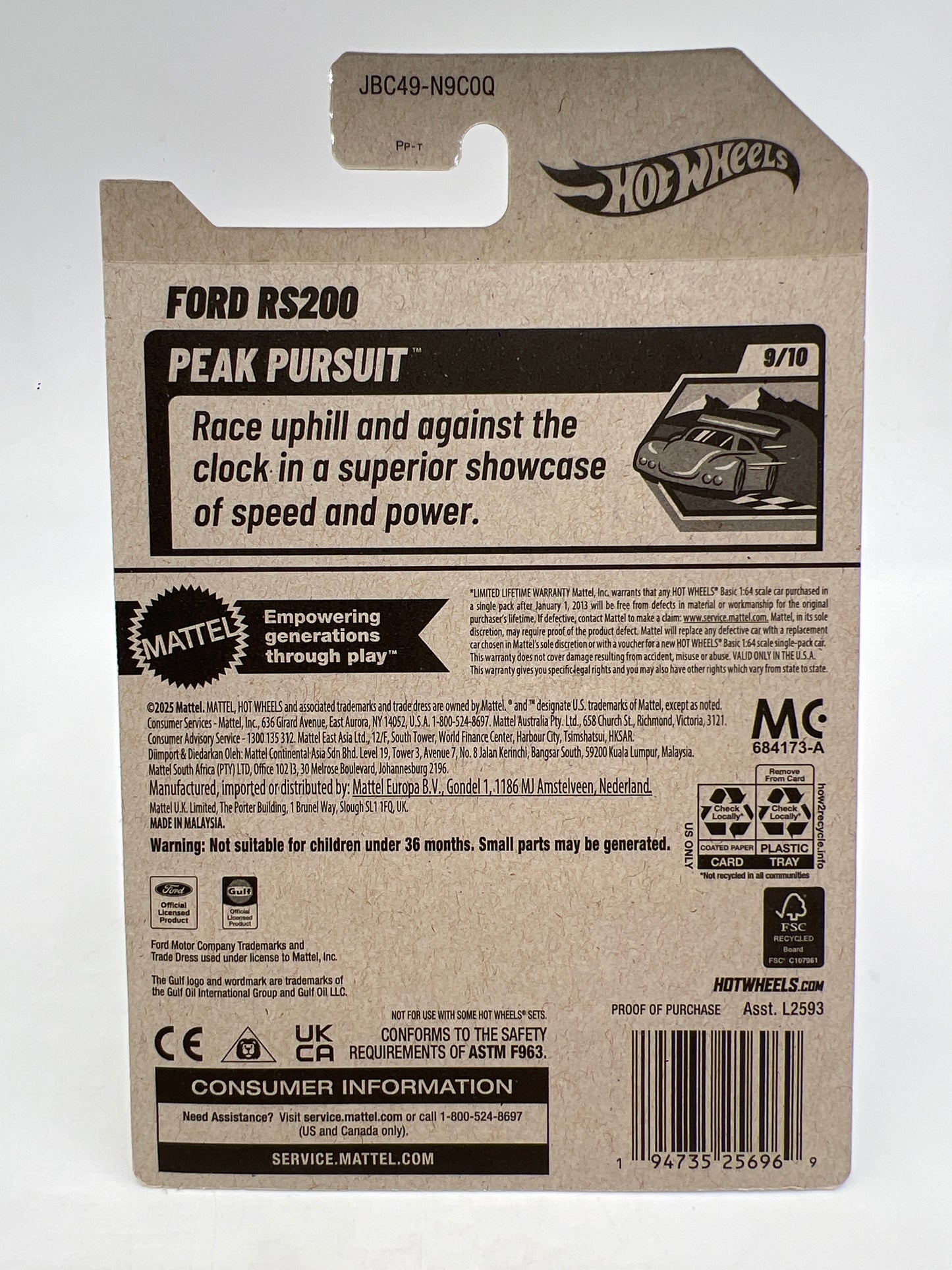 2025 Hot Wheels Super Treasure Hunt #247 Ford RS200 Gulf Blue W/Protector