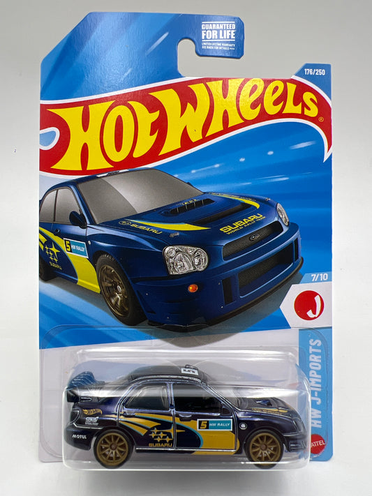 2026 Hot Wheels J Case Super Treasure Hunt #176 Subaru Impreza WRX Blue W/Protector