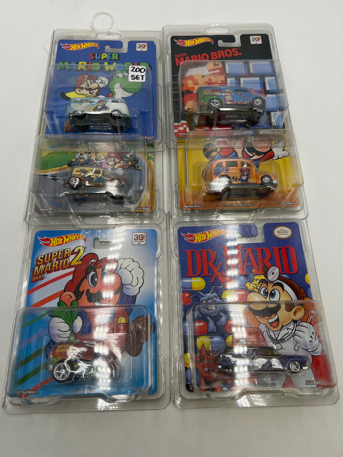 Hot Wheels Pop Culture Mario Full 6 Car Set W/Protectors VHTF