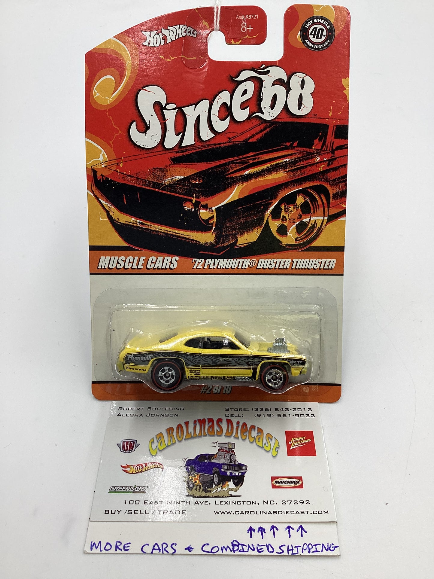 Hot Wheels 40th Anniversary Since 68 Series 2 #2 72 Plymouth Duster Thruster Yellow (SR)