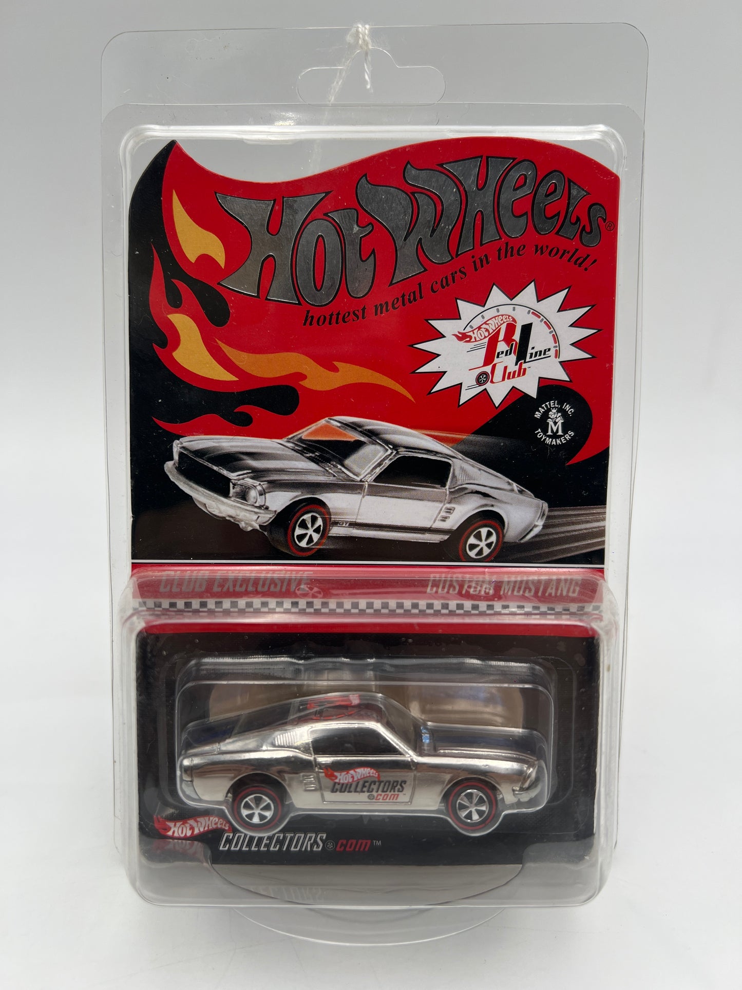 2003 Hot Wheels RLC Club Exclusive Custom Mustang Chrome/Blue Stripes W/Protector