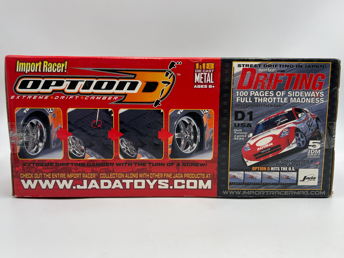 Jada 1:18 Scale Import Racer Option D Nissan Z Red/White W/Adjustable Camber
