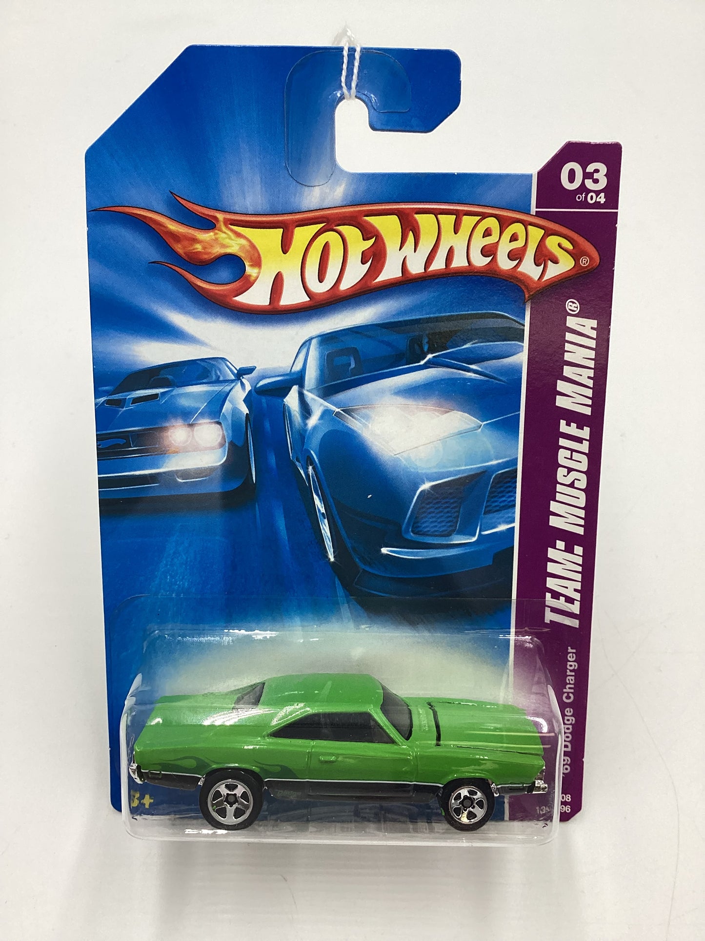 2008 Hot Wheels HW Team Muscle Mania #135 69 Dodge Charger Green opening hood 46E
