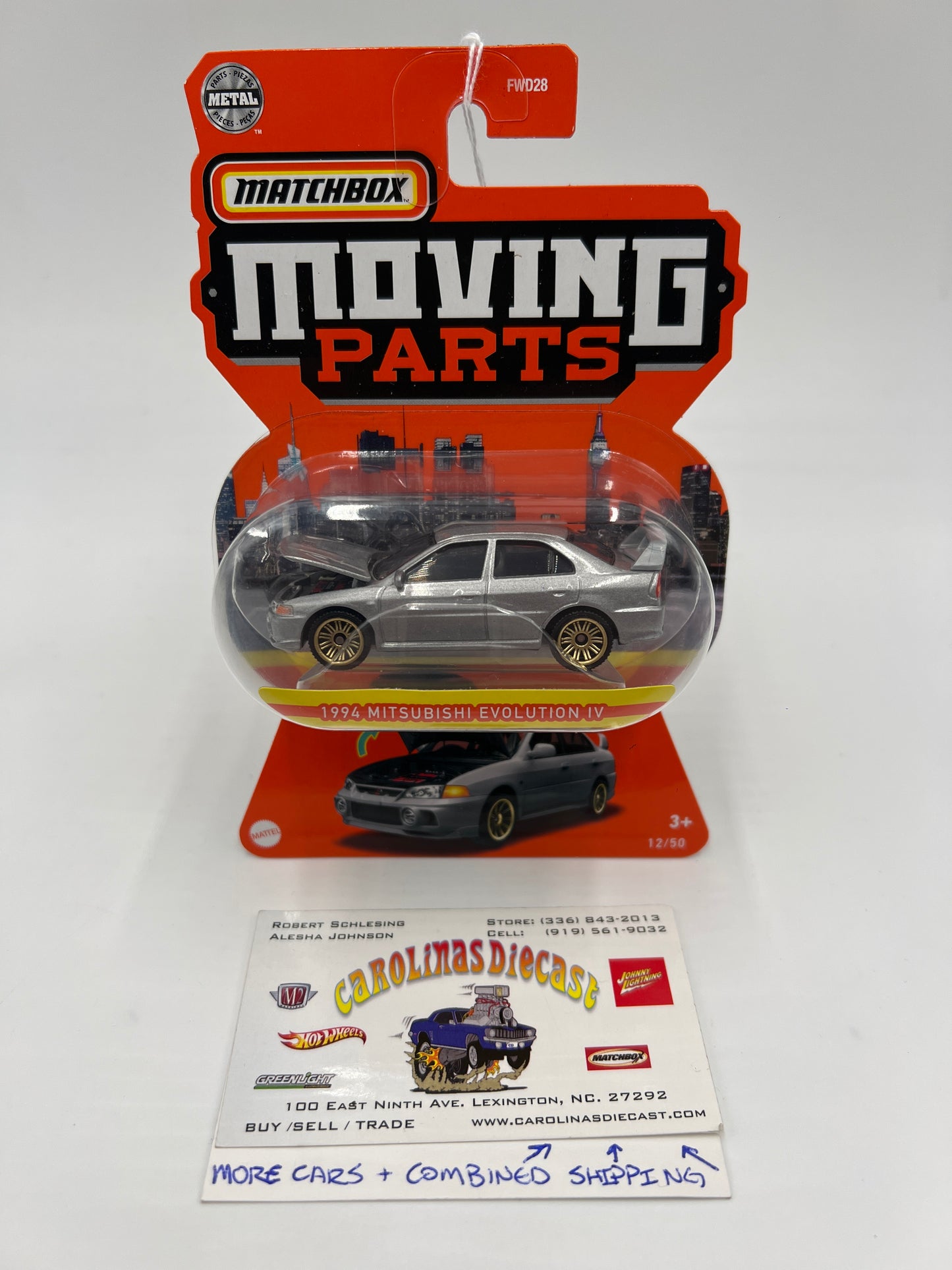Matchbox Moving Parts #12 1994 Mitsubishi Evolution IV Silver 167M