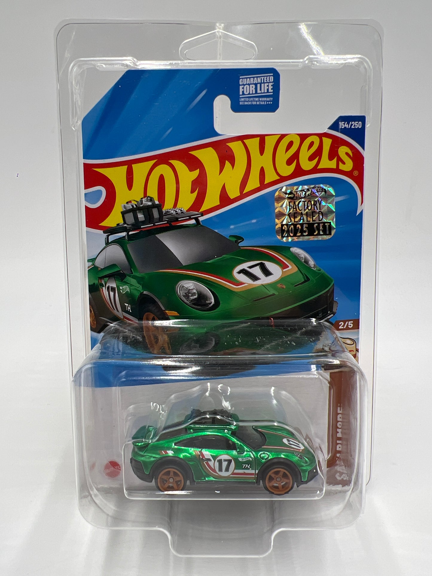 2025 Hot Wheels Factory Sealed Super Treasure Hunt #154 Porsche 911 Rallye Green W/Protector Cracked Blister