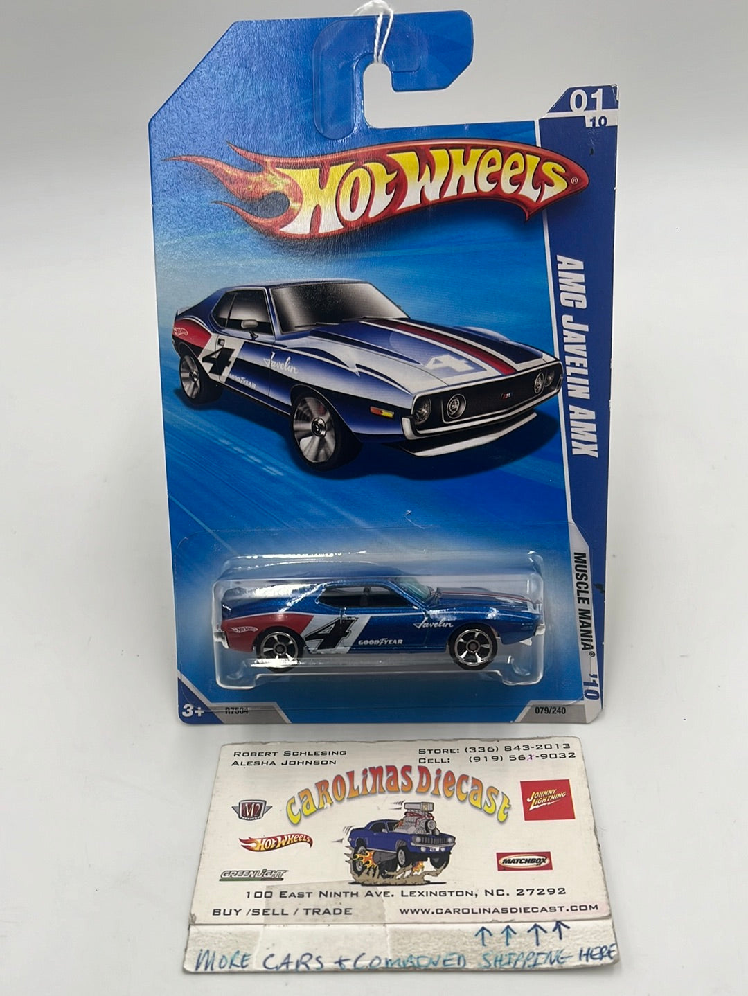 2010 Hot Wheels Muscle Mania AMC Javelin AMX Blue 79/240 32C