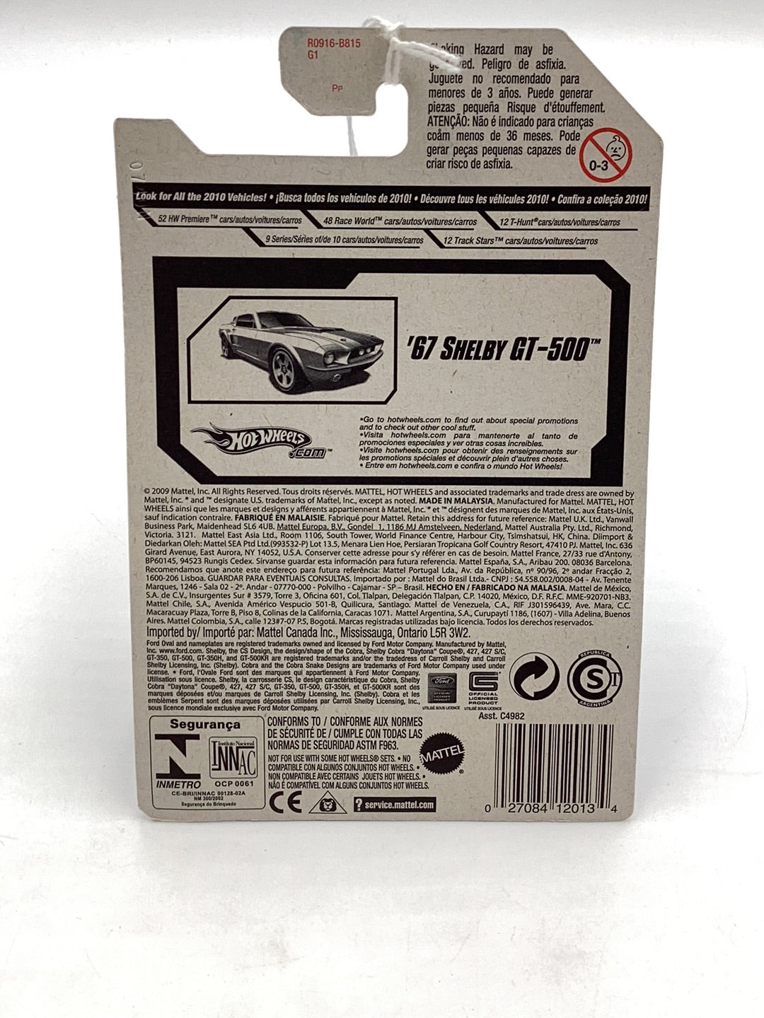 2010 Hot Wheels new models #1 67 Shelby GT 500 white 23H