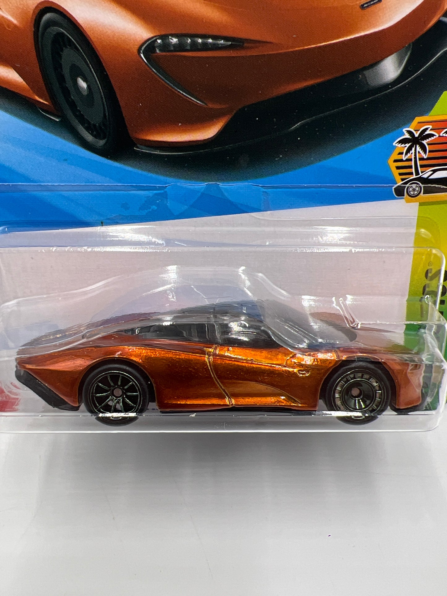 2025 Hot Wheels Factory Sealed Super Treasure Hunt #209 McLaren Speedtail Orange W/Protector Cracked Blister