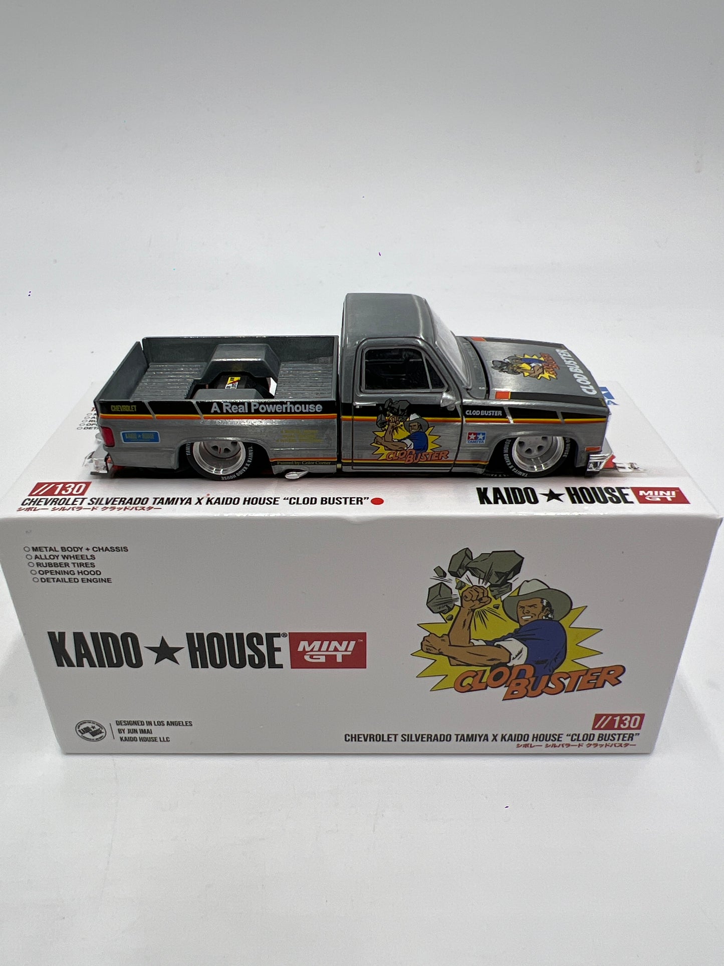 Mini GT x Kaido House #130 CHASE Chevrolet Silverado Tamiya x Kaido House Clod Buster Orange