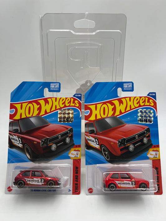 2025 Hot Wheels Factory Sealed Super Treasure Hunt & Mainline #231 73 Honda Civic Custom Red W/Protector